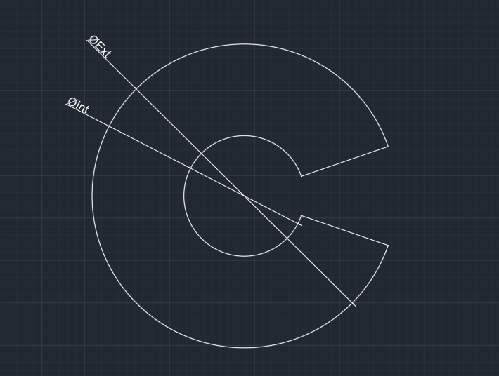 Desarrollo de la hélice calculado en CAD, con diámetro exterior e interior
